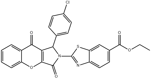 ethyl 2-(1-(4-chlorophenyl)-3,9-dioxochromeno[2,3-c]pyrrol-2(1H,3H,9H)-yl)benzo[d]thiazole-6-carboxylate Structural