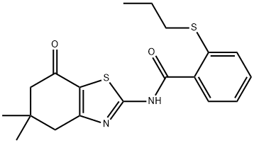 N-(5,5-dimethyl-7-oxo-4,5,6,7-tetrahydro-1,3-benzothiazol-2-yl)-2-(propylsulfanyl)benzamide Structural