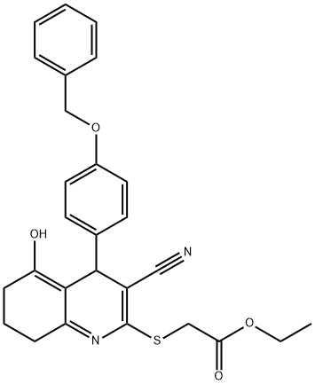 ethyl 2-((4-(4-(benzyloxy)phenyl)-3-cyano-5-hydroxy-4,6,7,8-tetrahydroquinolin-2-yl)thio)acetate Structural