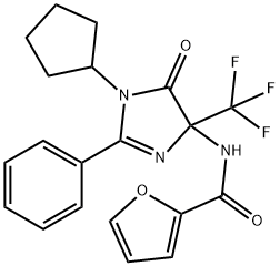 N-[1-cyclopentyl-5-oxo-2-phenyl-4-(trifluoromethyl)-4,5-dihydro-1H-imidazol-4-yl]-2-furamide Structural