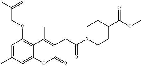 methyl 1-(2-(4,7-dimethyl-5-((2-methylallyl)oxy)-2-oxo-2H-chromen-3-yl)acetyl)piperidine-4-carboxylate Structural