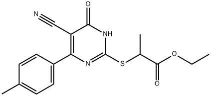 ethyl 2-{[5-cyano-4-(4-methylphenyl)-6-oxo-1,6-dihydro-2-pyrimidinyl]sulfanyl}propanoate Structural