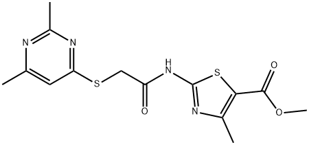 methyl 2-(2-((2,6-dimethylpyrimidin-4-yl)thio)acetamido)-4-methylthiazole-5-carboxylate Structural