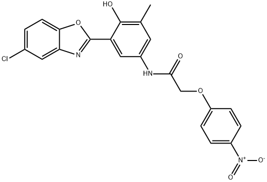 N-(3-(5-chlorobenzo[d]oxazol-2-yl)-4-hydroxy-5-methylphenyl)-2-(4-nitrophenoxy)acetamide Structural