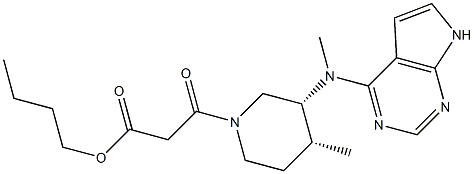 butyl 3-((3R,4R)-4-methyl-3-(methyl(7H-pyrrolo[2,3-d]pyrimidin-4-yl)amino)piperidin-1-yl)-3-oxopropanoate Structural