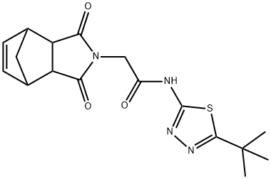 N-(5-(tert-butyl)-1,3,4-thiadiazol-2-yl)-2-(1,3-dioxo-3a,4,7,7a-tetrahydro-1H-4,7-methanoisoindol-2(3H)-yl)acetamide Structural