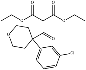 diethyl 2-(4-(3-chlorophenyl)-tetrahydro-2H-pyran-4-carbonyl)malonate Structural