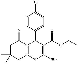 ethyl 2-amino-4-(4-chlorophenyl)-7,7-dimethyl-5-oxo-5,6,7,8-tetrahydro-4H-chromene-3-carboxylate Structural