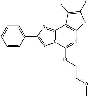 N-(8,9-dimethyl-2-phenylthieno[3,2-e][1,2,4]triazolo[1,5-c]pyrimidin-5(6H)-ylidene)-2-methoxyethanamine Structural