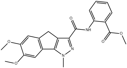 methyl 2-(6,7-dimethoxy-1-methyl-1,4-dihydroindeno[1,2-c]pyrazole-3-carboxamido)benzoate Structural