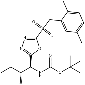 tert-butyl ((1S,2R)-1-(5-((2,5-dimethylbenzyl)sulfonyl)-1,3,4-oxadiazol-2-yl)-2-methylbutyl)carbamate Structural