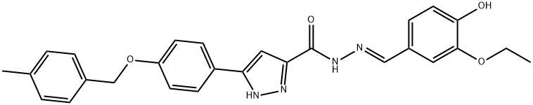N'-[(E)-(3-ethoxy-4-hydroxyphenyl)methylidene]-3-{4-[(4-methylbenzyl)oxy]phenyl}-1H-pyrazole-5-carbohydrazide Structural