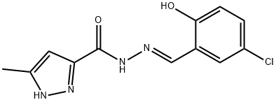 N'-[(E)-(5-chloro-2-hydroxyphenyl)methylidene]-3-methyl-1H-pyrazole-5-carbohydrazide Structural