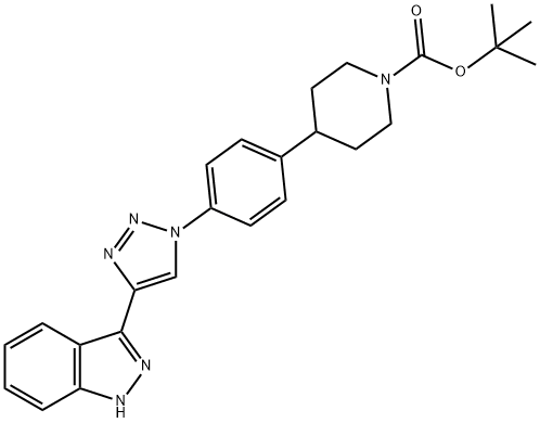 tert-butyl 4-{4-[4-(1H-indazol-3-yl)-1H-1,2,3-triazol-1-yl]phenyl}piperidine-1-carboxylate Structural