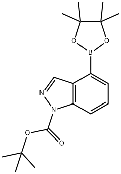 tert-butyl 4-(tetramethyl-1,3,2-dioxaborolan-2-yl)indazole-1-carboxylate Structural