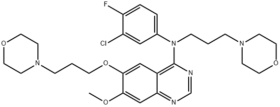 N-(3-chloro-4-fluorophenyl)-7 -methoxy-6-(3-morpholinopropoxy)-N-(3-morpholinopropyl)quinazolin-4-amine Structural