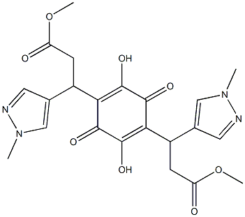 dimethyl 3,3'-(2,5-dihydroxy-3,6-dioxocyclohexa-1,4-diene-1,4-diyl)bis(3-(1-methyl-1H-pyrazol-4-yl)propanoate) Structural