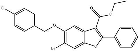 ethyl 6-bromo-5-((4-chlorobenzyl)oxy)-2-phenylbenzofuran-3-carboxylate Structural