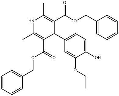 dibenzyl 4-(3-ethoxy-4-hydroxyphenyl)-2,6-dimethyl-1,4-dihydropyridine-3,5-dicarboxylate Structural
