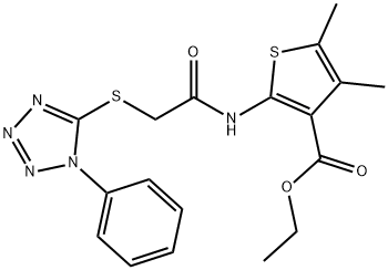 ethyl 4,5-dimethyl-2-(2-((1-phenyl-1H-tetrazol-5-yl)thio)acetamido)thiophene-3-carboxylate Structural