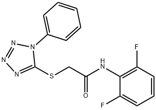 N-(2,6-difluorophenyl)-2-[(1-phenyl-1H-tetraazol-5-yl)sulfanyl]acetamide Structural