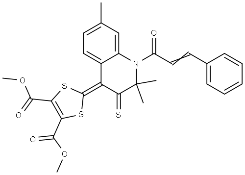 dimethyl 2-{2,2,7-trimethyl-1-[(2E)-3-phenylprop-2-enoyl]-3-thioxo-2,3-dihydroquinolin-4(1H)-ylidene}-1,3-dithiole-4,5-dicarboxylate Structural