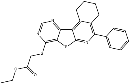 ethyl 2-((5-phenyl-1,2,3,4-tetrahydropyrimido[4',5':4,5]thieno[2,3-c]isoquinolin-8-yl)thio)acetate Structural