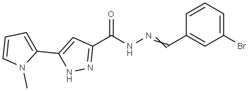 N'-[(E)-(3-bromophenyl)methylidene]-3-(1-methyl-1H-pyrrol-2-yl)-1H-pyrazole-5-carbohydrazide Structural