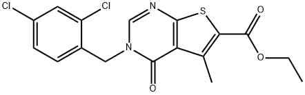 ethyl 3-(2,4-dichlorobenzyl)-5-methyl-4-oxo-3,4-dihydrothieno[2,3-d]pyrimidine-6-carboxylate Structural