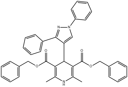 dibenzyl 4-(1,3-diphenyl-1H-pyrazol-4-yl)-2,6-dimethyl-1,4-dihydropyridine-3,5-dicarboxylate Structural