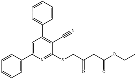 ethyl 4-((3-cyano-4,6-diphenylpyridin-2-yl)thio)-3-oxobutanoate Structural
