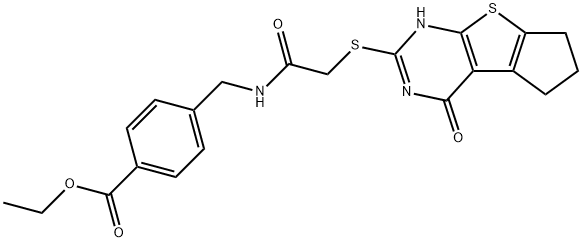 ethyl 4-((2-((4-hydroxy-6,7-dihydro-5H-cyclopenta[4,5]thieno[2,3-d]pyrimidin-2-yl)thio)acetamido)methyl)benzoate Structural