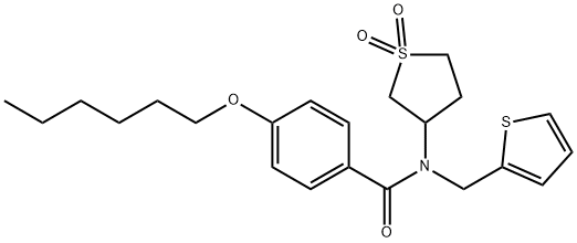 N-(1,1-dioxidotetrahydro-3-thienyl)-4-(hexyloxy)-N-(2-thienylmethyl)benzamide Structural