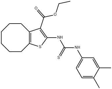 ethyl 2-(3-(3,4-dimethylphenyl)thioureido)-4,5,6,7,8,9-hexahydrocycloocta[b]thiophene-3-carboxylate Structural