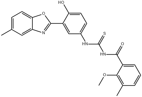 N-{[4-hydroxy-3-(5-methyl-1,3-benzoxazol-2-yl)phenyl]carbamothioyl}-2-methoxy-3-methylbenzamide Structural