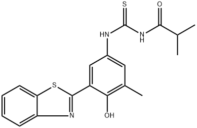 N-((3-(benzo[d]thiazol-2-yl)-4-hydroxy-5-methylphenyl)carbamothioyl)isobutyramide Structural