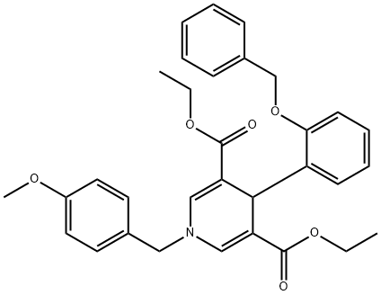 diethyl 4-(2-(benzyloxy)phenyl)-1-(4-methoxybenzyl)-1,4-dihydropyridine-3,5-dicarboxylate Structural