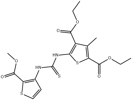 diethyl 5-(3-(2-(methoxycarbonyl)thiophen-3-yl)thioureido)-3-methylthiophene-2,4-dicarboxylate Structural