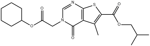 isobutyl 3-(2-(cyclohexyloxy)-2-oxoethyl)-5-methyl-4-oxo-3,4-dihydrothieno[2,3-d]pyrimidine-6-carboxylate Structural