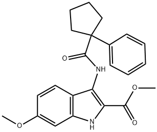 methyl 6-methoxy-3-(1-phenylcyclopentanecarboxamido)-1H-indole-2-carboxylate Structural