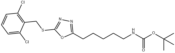 tert-butyl (5-(5-((2,6-dichlorobenzyl)thio)-1,3,4-oxadiazol-2-yl)pentyl)carbamate Structural