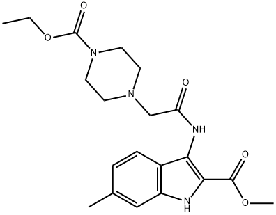 methyl 3-(2-(4-(ethoxycarbonyl)piperazin-1-yl)acetamido)-6-methyl-1H-indole-2-carboxylate Structural