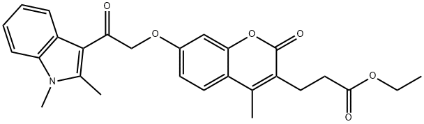 ethyl 3-(7-(2-(1,2-dimethyl-1H-indol-3-yl)-2-oxoethoxy)-4-methyl-2-oxo-2H-chromen-3-yl)propanoate Structural