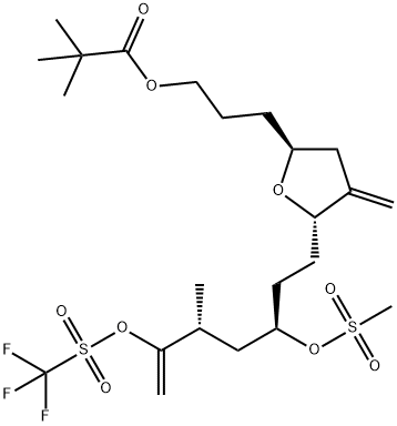 Propanoic acid, 2,2-dimethyl-, 3-[(2S,5S)-tetrahydro-4-methylene-5-[(3R,5R)-5-methyl-3-[(methylsulfonyl)oxy]-6-[[(trifluoromethyl)sulfonyl]oxy]-6-hepten-1-yl]-2-furanyl]propyl ester