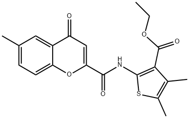 ethyl 4,5-dimethyl-2-(6-methyl-4-oxo-4H-chromene-2-carboxamido)thiophene-3-carboxylate Structural