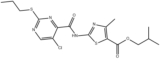 isobutyl 2-({[5-chloro-2-(propylsulfanyl)-4-pyrimidinyl]carbonyl}amino)-4-methyl-1,3-thiazole-5-carboxylate Structural