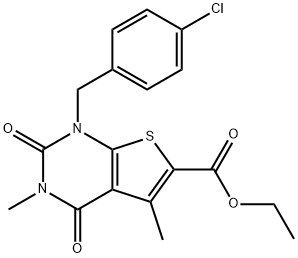 ethyl 1-(4-chlorobenzyl)-3,5-dimethyl-2,4-dioxo-1,2,3,4-tetrahydrothieno[2,3-d]pyrimidine-6-carboxylate Structural