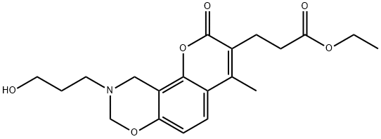 ethyl 3-(9-(3-hydroxypropyl)-4-methyl-2-oxo-2,8,9,10-tetrahydrochromeno[8,7-e][1,3]oxazin-3-yl)propanoate Structural