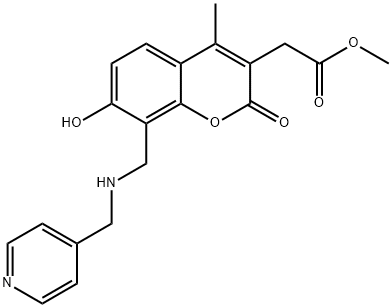 methyl 2-(7-hydroxy-4-methyl-2-oxo-8-(((pyridin-4-ylmethyl)amino)methyl)-2H-chromen-3-yl)acetate Structural