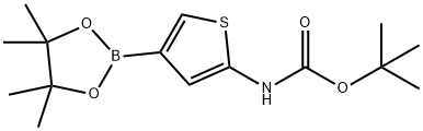tert-butyl 4-(4,4,5,5-tetramethyl-1,3,2-dioxaborolan-2-yl)thiophen-2-ylcarbamate Structural